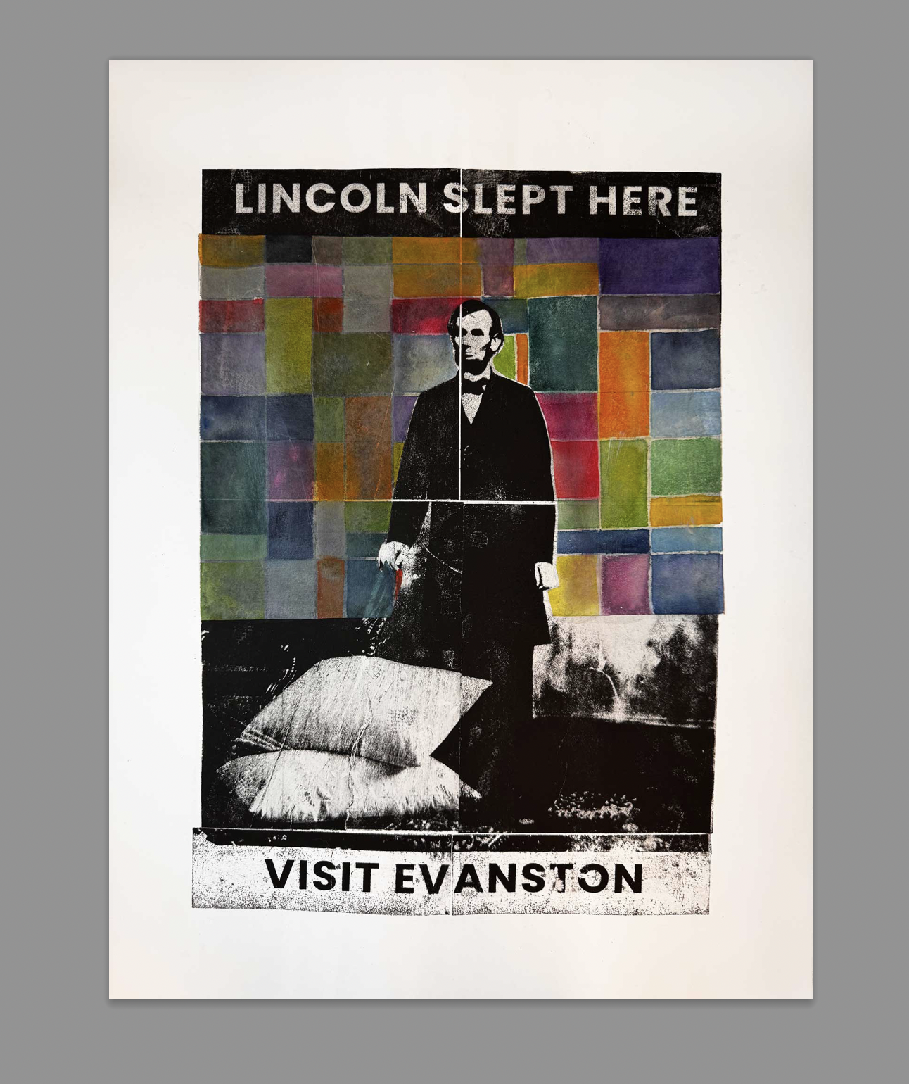 Lincoln Slept Here - Visit Evanston lithogrpah by julie cowan